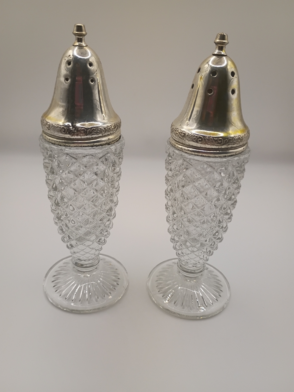 vintage Westmoreland English Hobnail clear crystal footed salt and pepper shaker